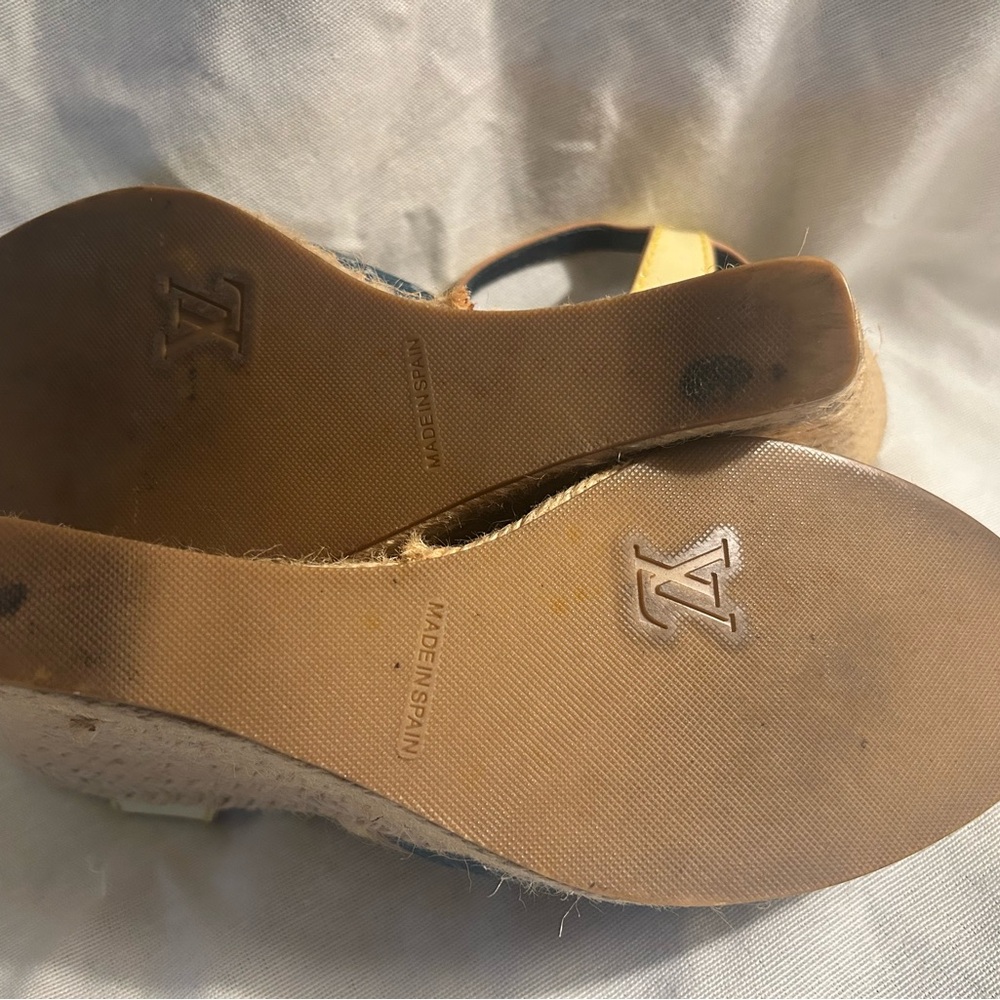Louis Vuitton Monogram Denim Bow Espadrille Wedges - Picture 8 of 11